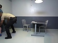 Detained jock sucks cock and rawrides to escape from custody