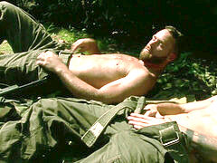 Gogeous Army guys jerking off outdoors