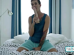 Inked Twink Noah Uses A Dildo And His Cock To Drill His Ass!