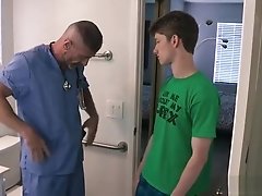 Cute teen stepson admires his handsome doctor stepdaddy