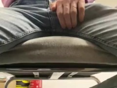 'Under desk manager cumming in the office. Hot workplace wanking by big dick married straight guy'