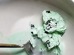 Mint ice cream w my thick fertile sperm topping