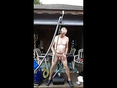 public outdoor exhibitionist vacuumcleaner sucking and dildo machinefucking bondage edging cumshot sexshow part 2