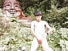boy cum Masturbation cute outdoor forest