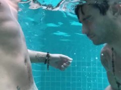 'Josh Moore and Ricky Roman underwater blowjob and cumming in the pool'