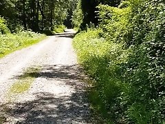 A little walk on a trail with my cock outside and showing