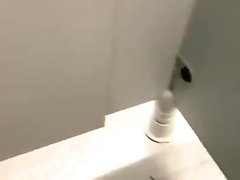 Having a wank in the toilets with big cumshot