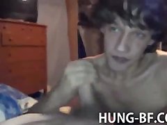 Curly Haired Twink Blows Thick Cock