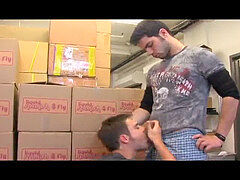 Jimmy Trips Warehouse sex with Zack Randall
