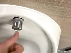 Having a hot public toilet wank with cumshot