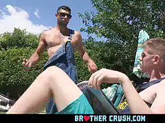 BrotherCrush - cute little Guy Worships His Muscular Stepbrothers Thick manstick