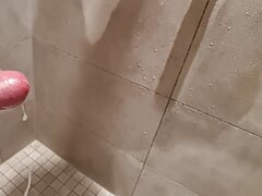 massive cumshot in public unisex shower