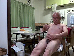 Japanese elder boy great feelings man even Touching the nipple