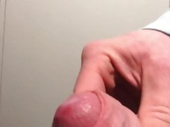 Big thick cock wanking on toilet cumshot