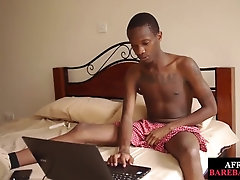 'Skinny african amateur enjoys solo masturbation'